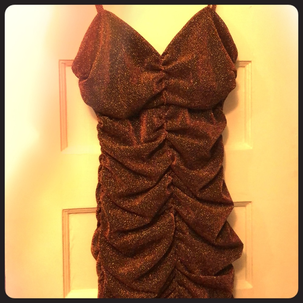 Sexy bodycon glittery ruched dress